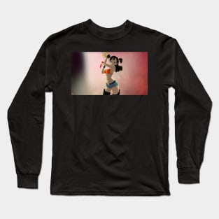 Sexy Samurai Girl - Anime Girl - Pink Blood Long Sleeve T-Shirt